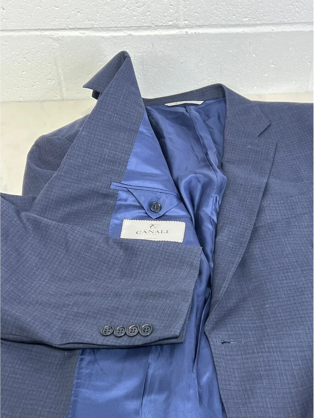 Canali Men's Navy Blue Wool Suit Jacket Size US 38 (EU 56R)